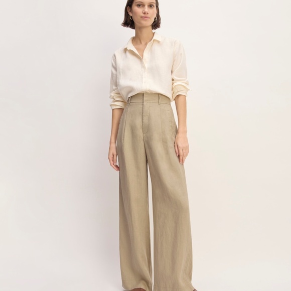 Everlane Women's Linen Way-High® Drape Pant in Khaki, Size 0, Denim/Linen - Picture 3 of 3